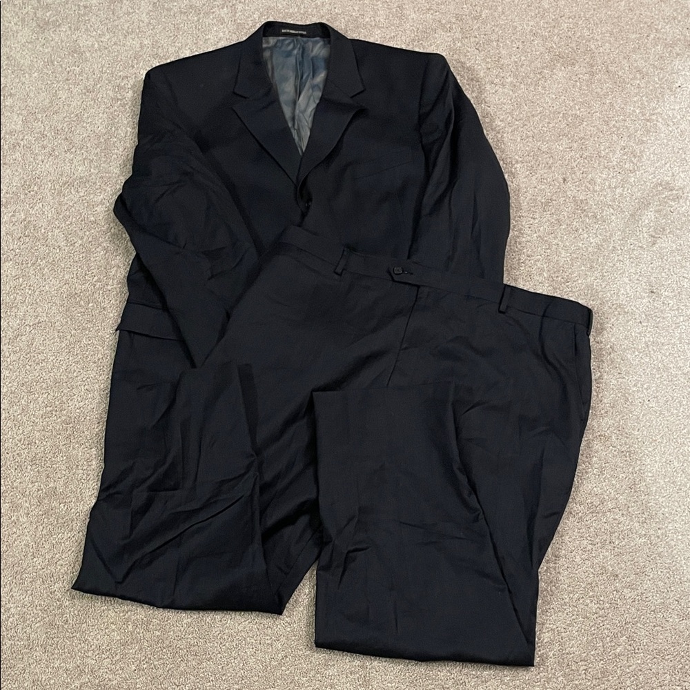 Men's Black Thin-Striped Suit